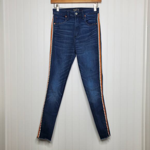 Abercrombie & Fitch Women's Simone High Rise Ankle Jeans Size 26 2 Tuxedo Stripe - Picture 9 of 9